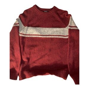 american eagle Burgundy and cream striped vintage 90s grandpa sweater winter